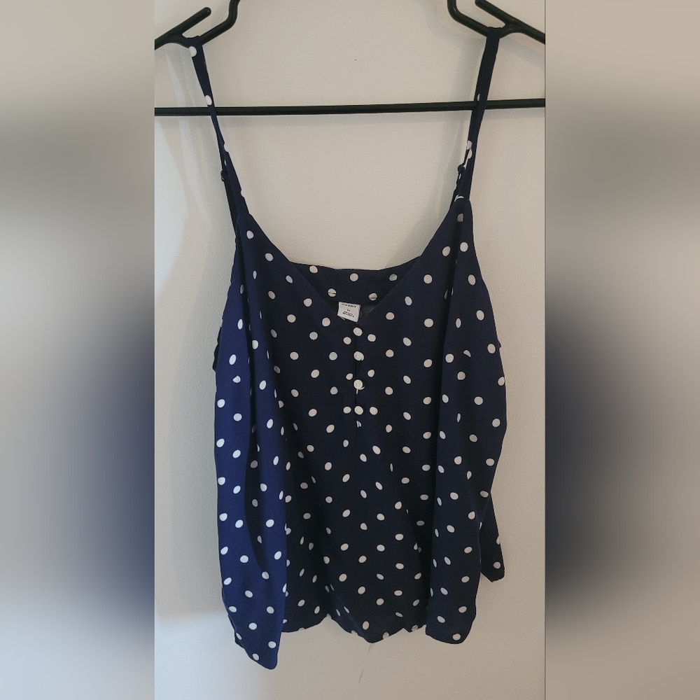 Old Navy Navy Blue Polka Dot Blouse